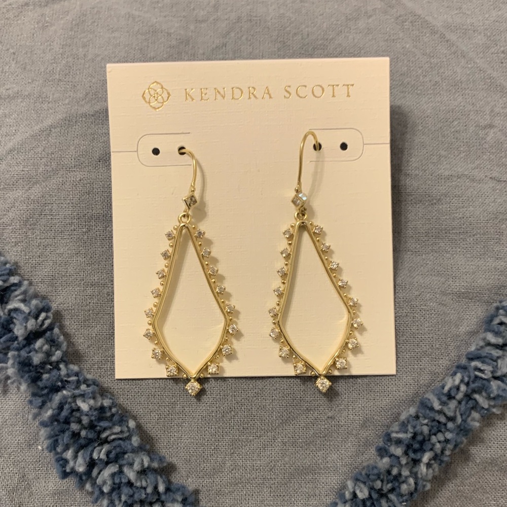 Kendra Scott Gold Teardrop Crystal Frame Dangle Earrings